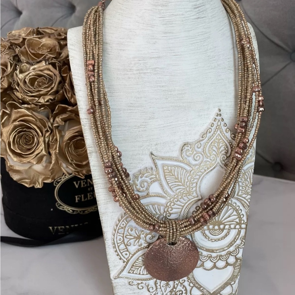 Joan Rivers Rose Gold toned statement necklace fashion jewelry Coachella boho